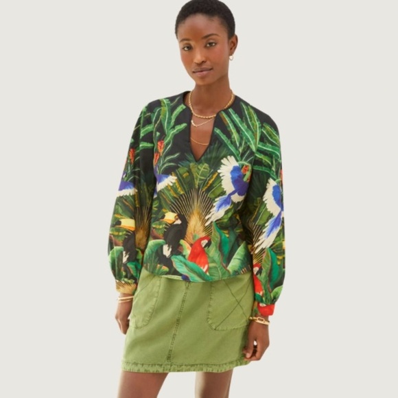 ✨HOST PICK✨ FARM RIO Adrianna blouse with tropical pattern * - Picture 1 of 9